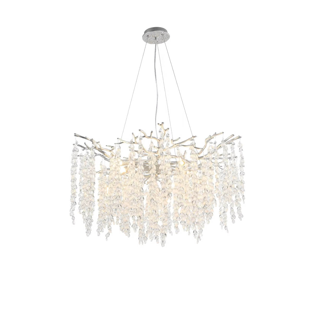 Chandelier with crystal & aluminium branches