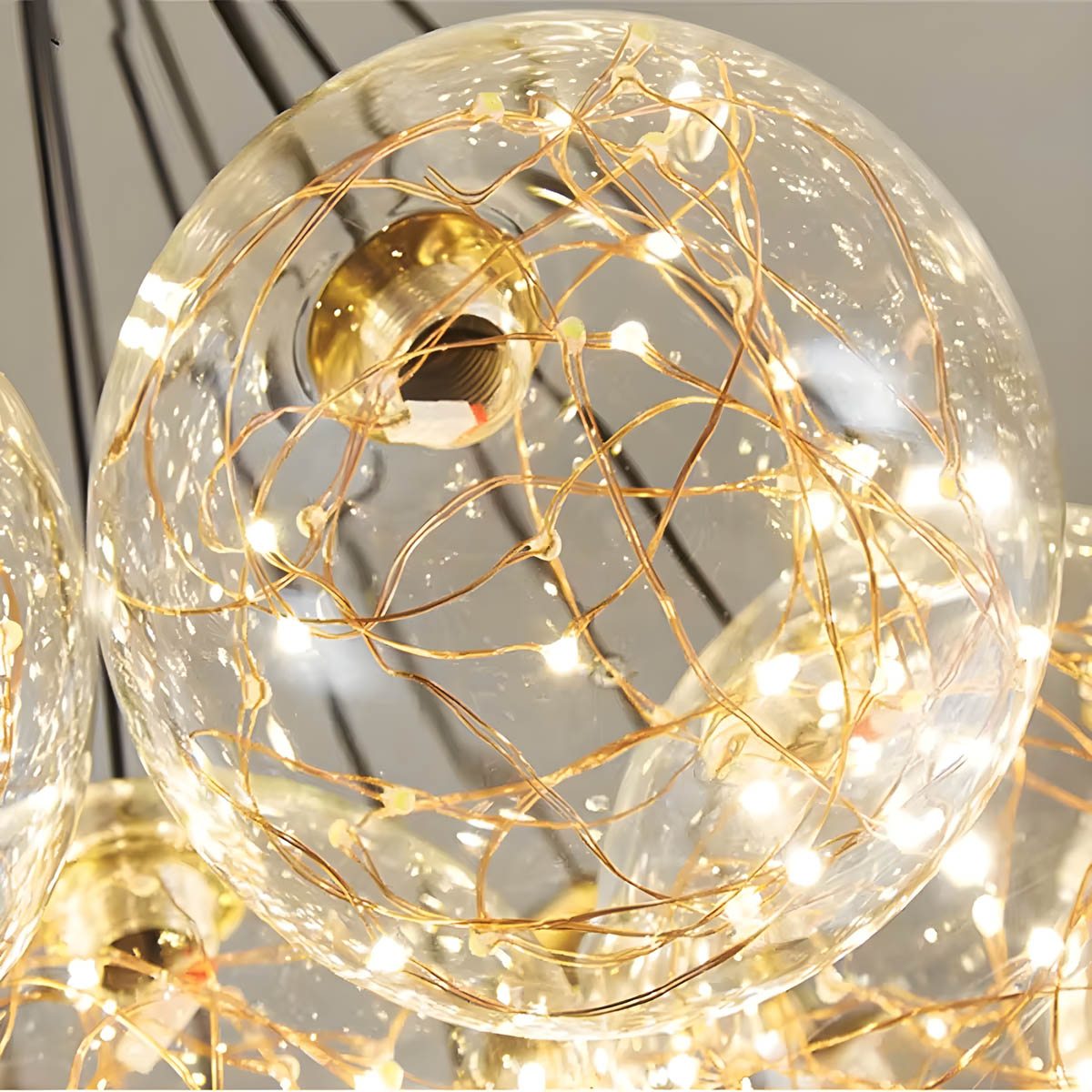 Glass & Iron Globe Chandelier LED 45-76 cm