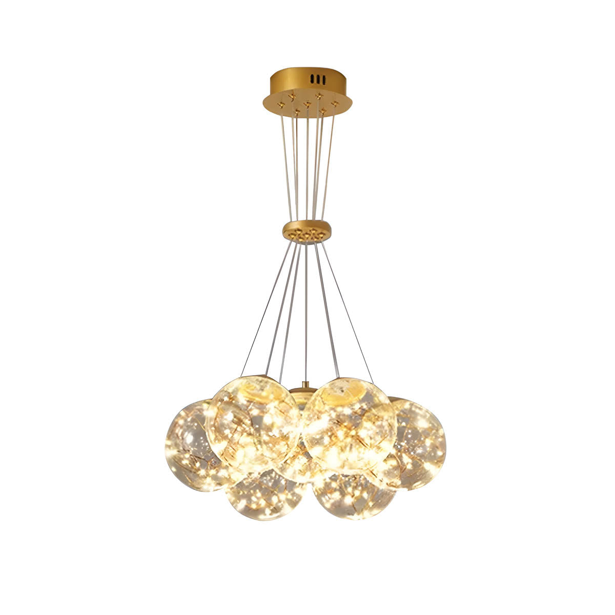 Glass & Iron Globe Chandelier LED 45-76 cm