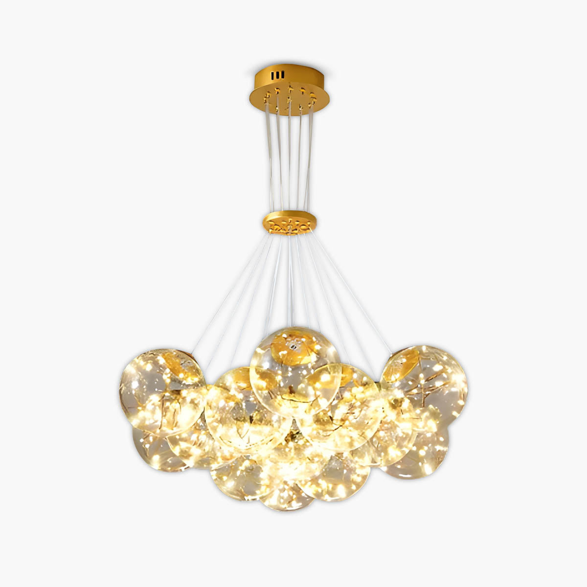 Glass & Iron Globe Chandelier LED 45-76 cm