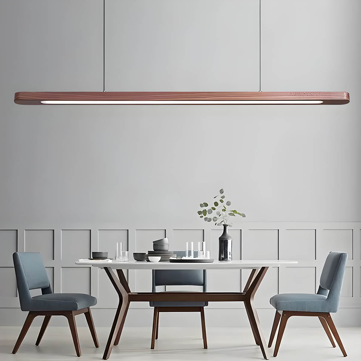 Wood and metal remote-control LED pendant light