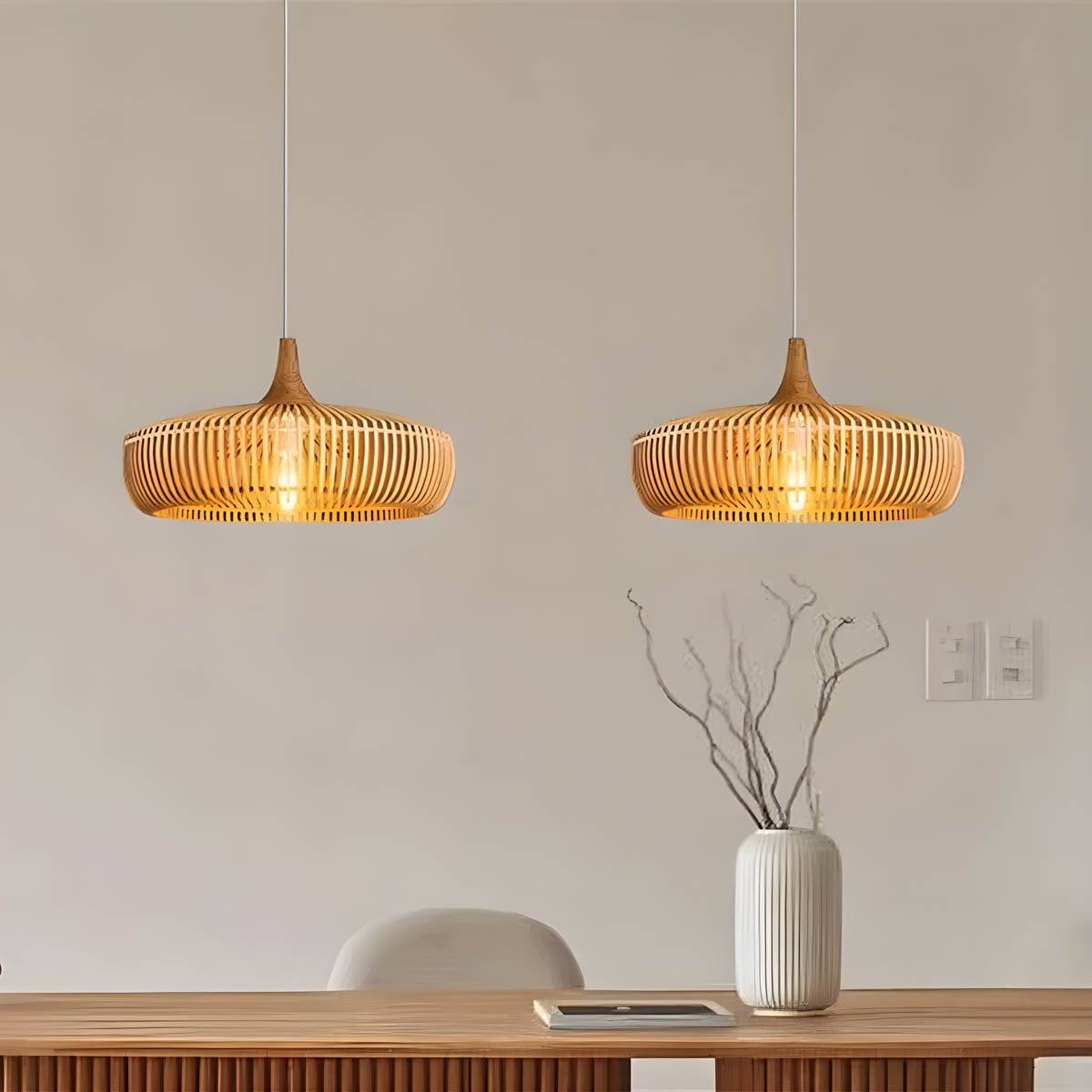 Wooden birdcage pendant light