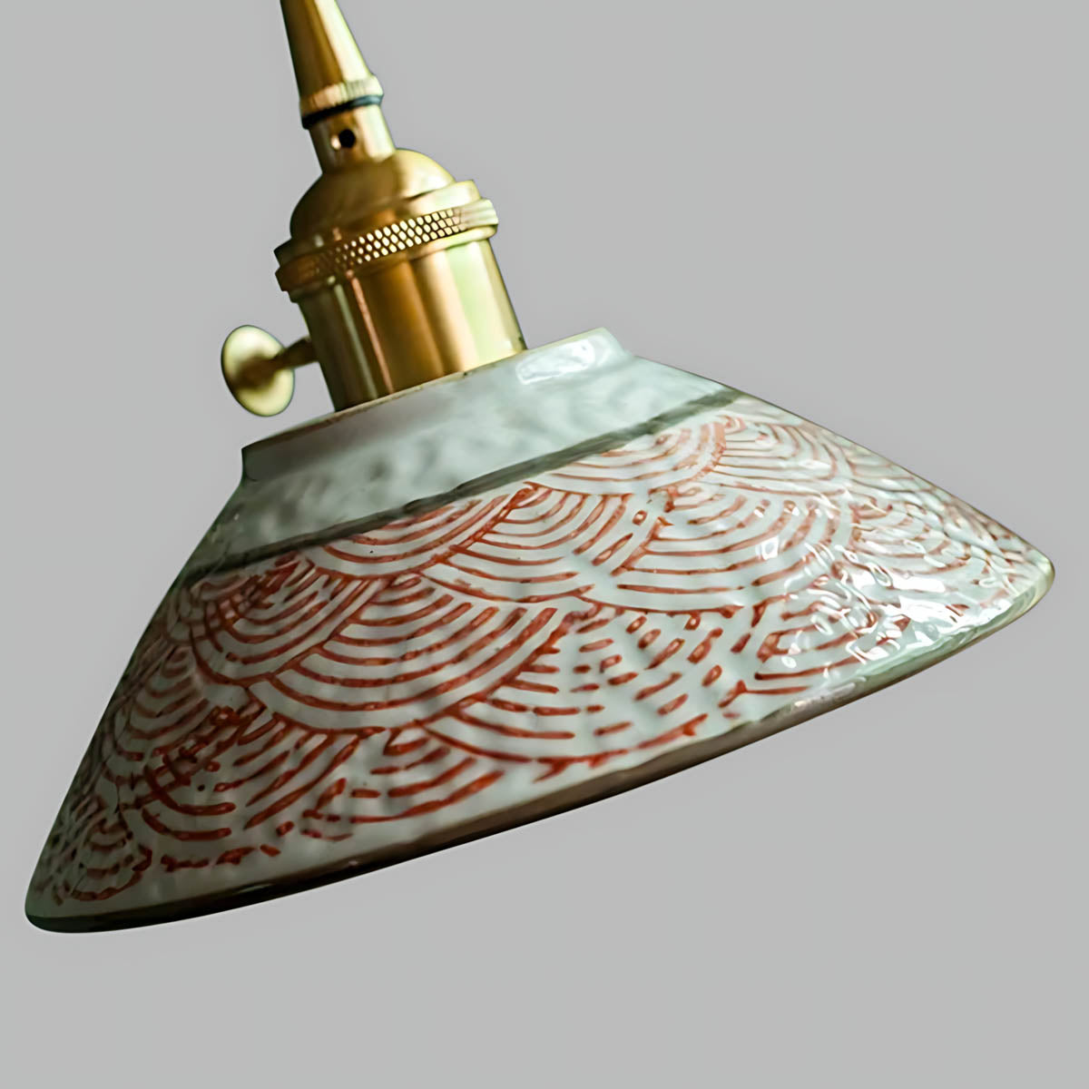 Hand-crafted ceramic & copper pendant light, artisan patterns