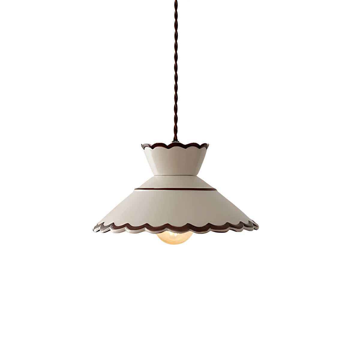 Hand-crafted ceramic & copper pendant light, artisan patterns