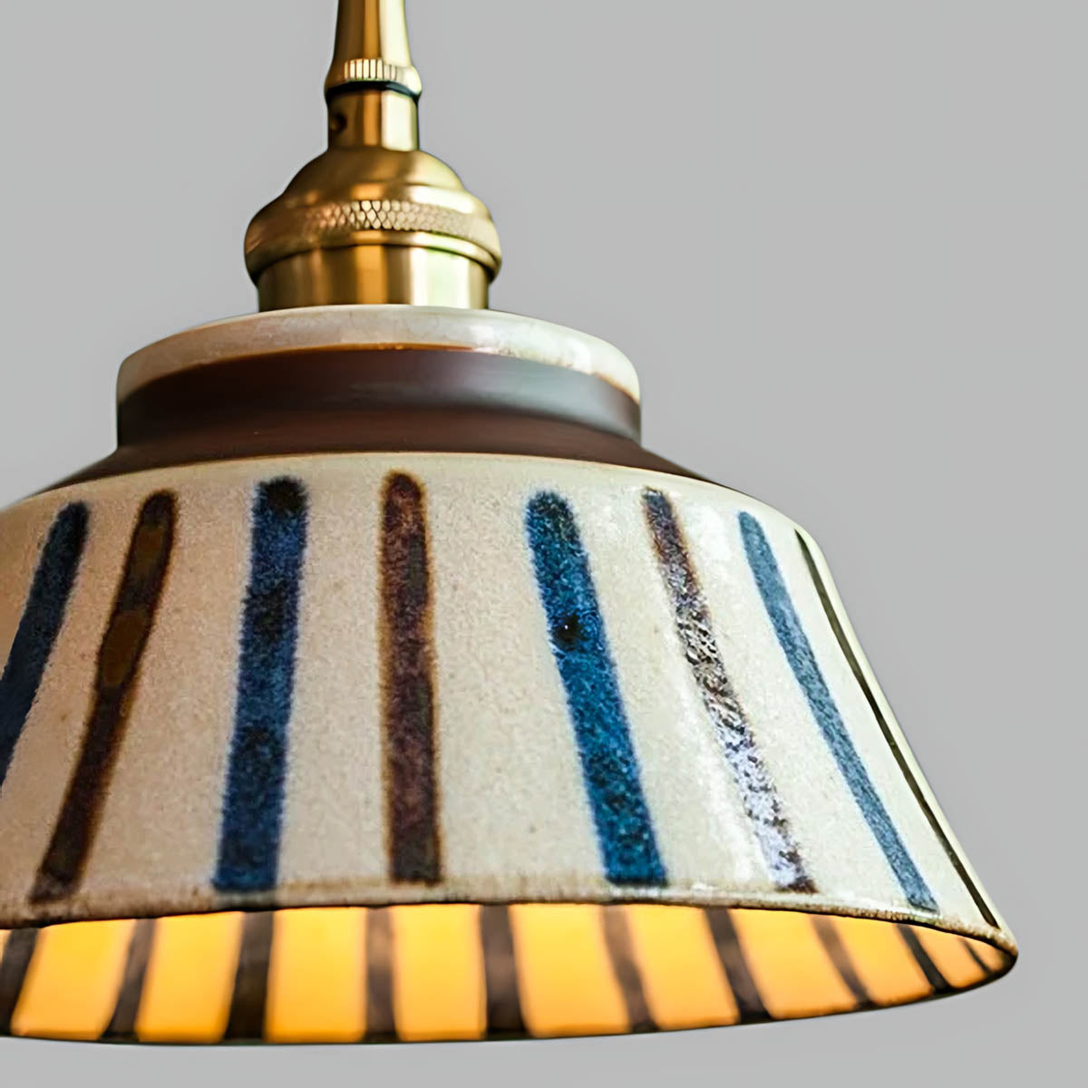 Hand-crafted ceramic & copper pendant light, artisan patterns