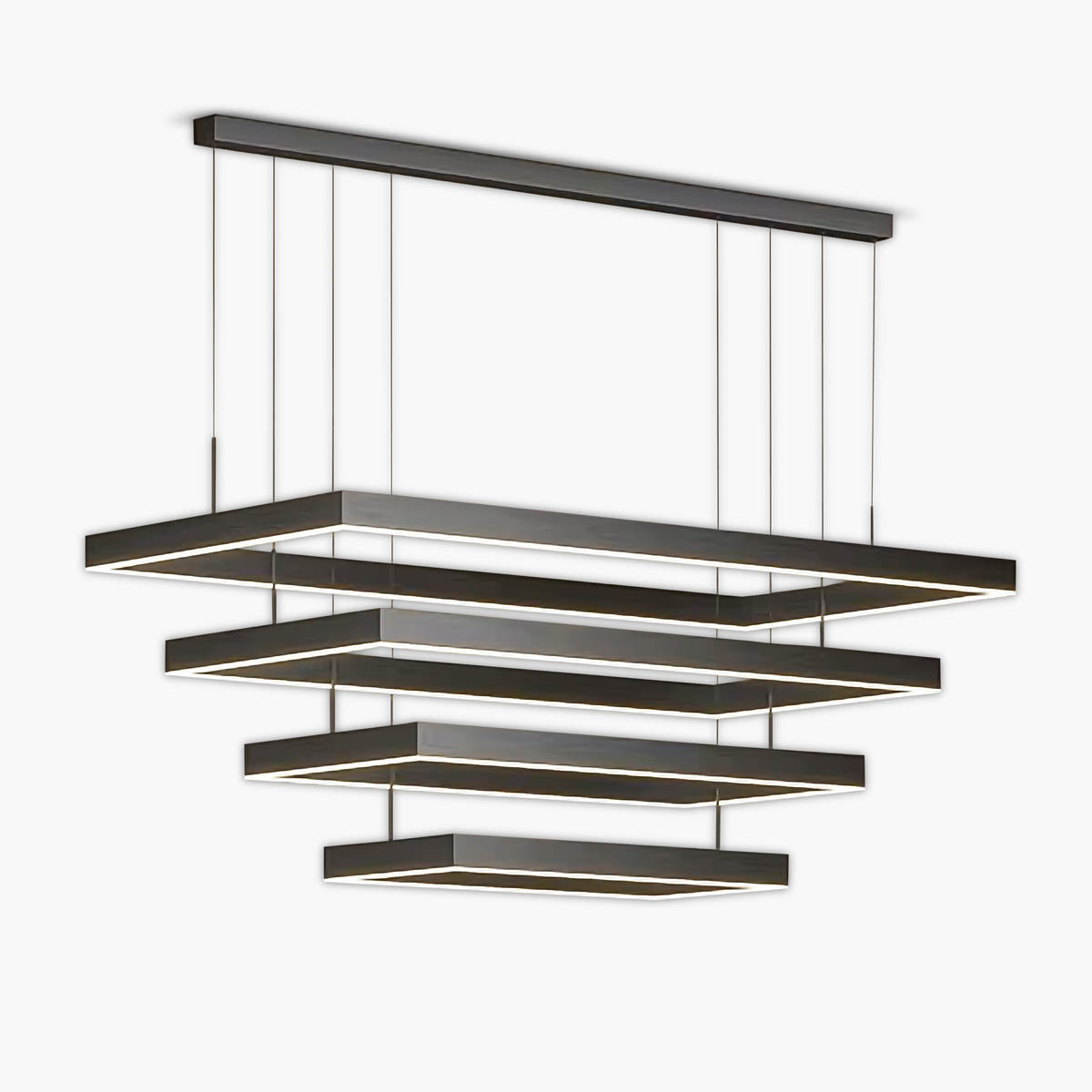 Architectural Iron & Acrylic LED Pendant — Linear & Layered Modern Lighting