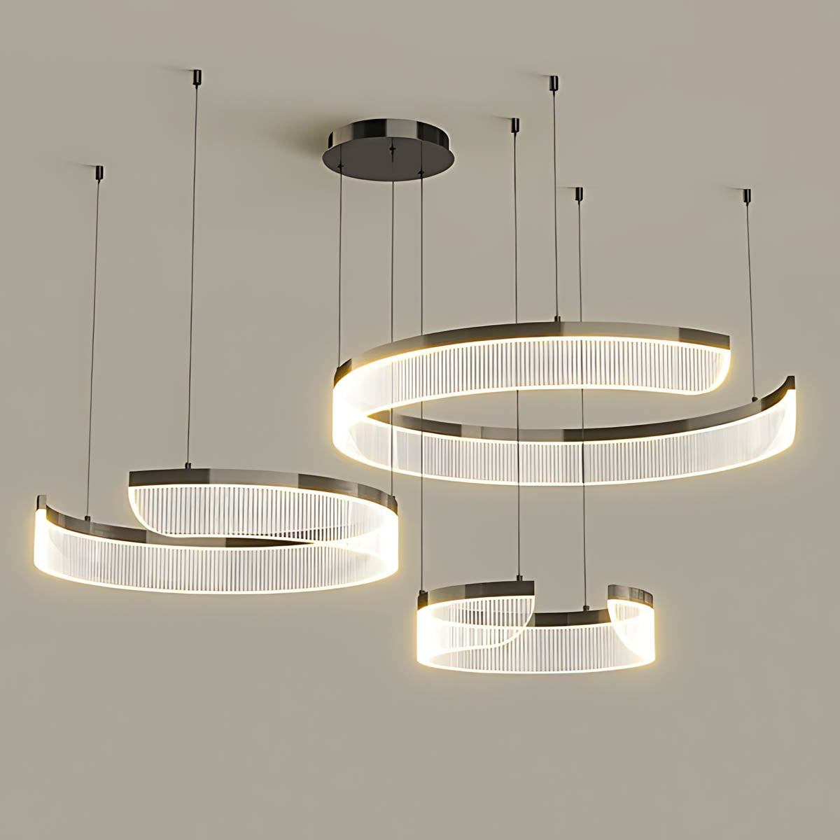 Spiral Multi-Ring Aluminium & Acrylic LED Chandelier ZEPHY