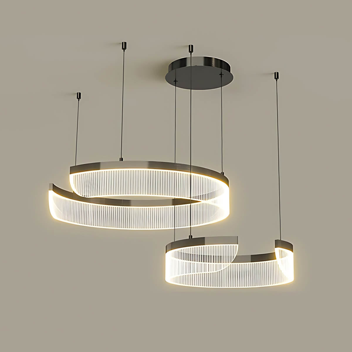 Spiral Multi-Ring Aluminium & Acrylic LED Chandelier ZEPHY
