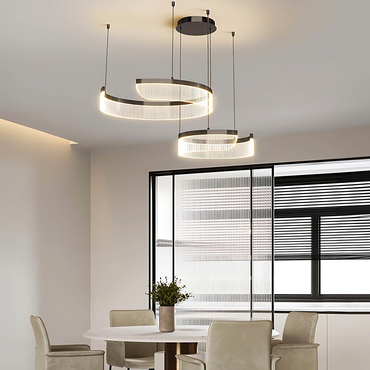 Spiral Multi-Ring Aluminium & Acrylic LED Chandelier ZEPHY