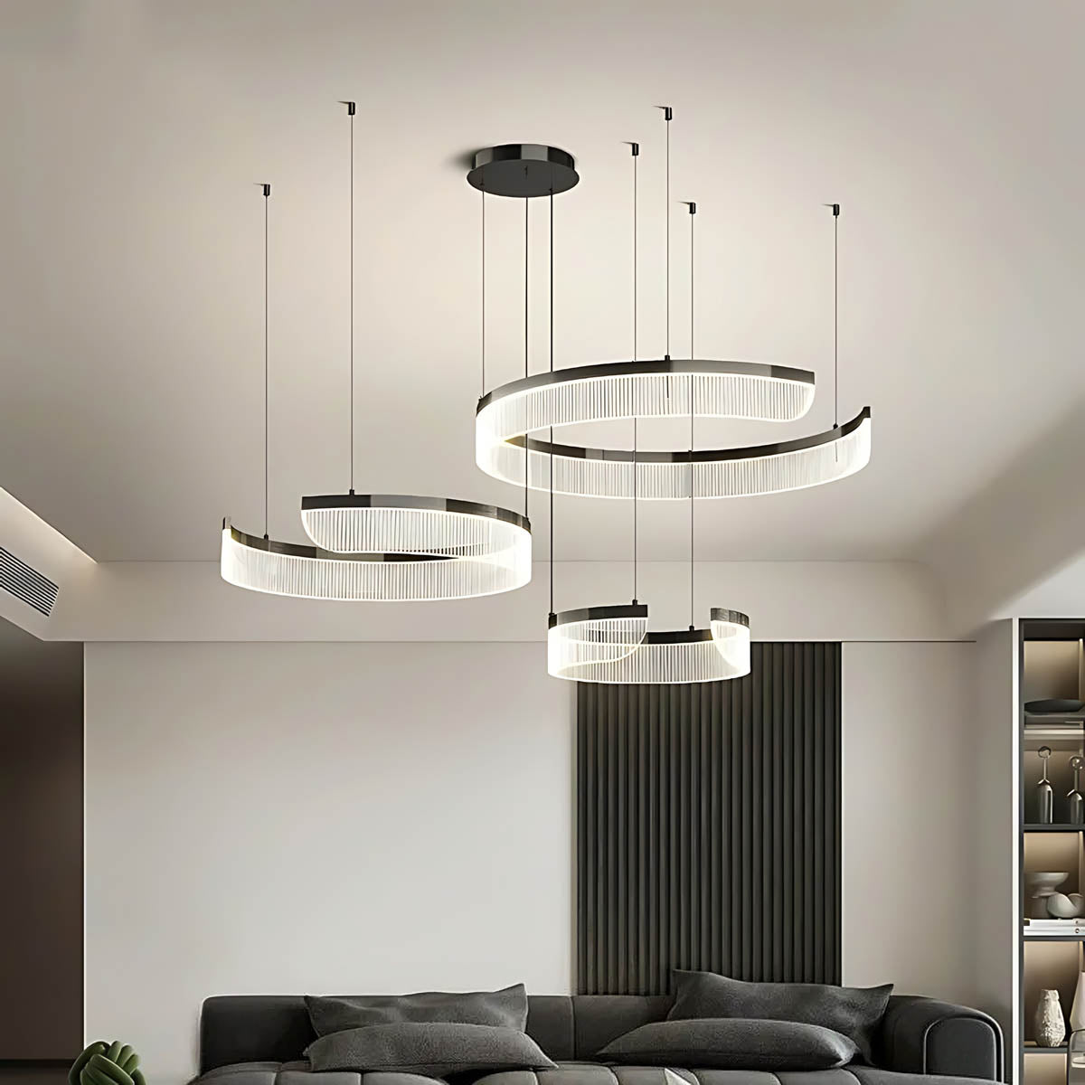 Spiral Multi-Ring Aluminium & Acrylic LED Chandelier ZEPHY