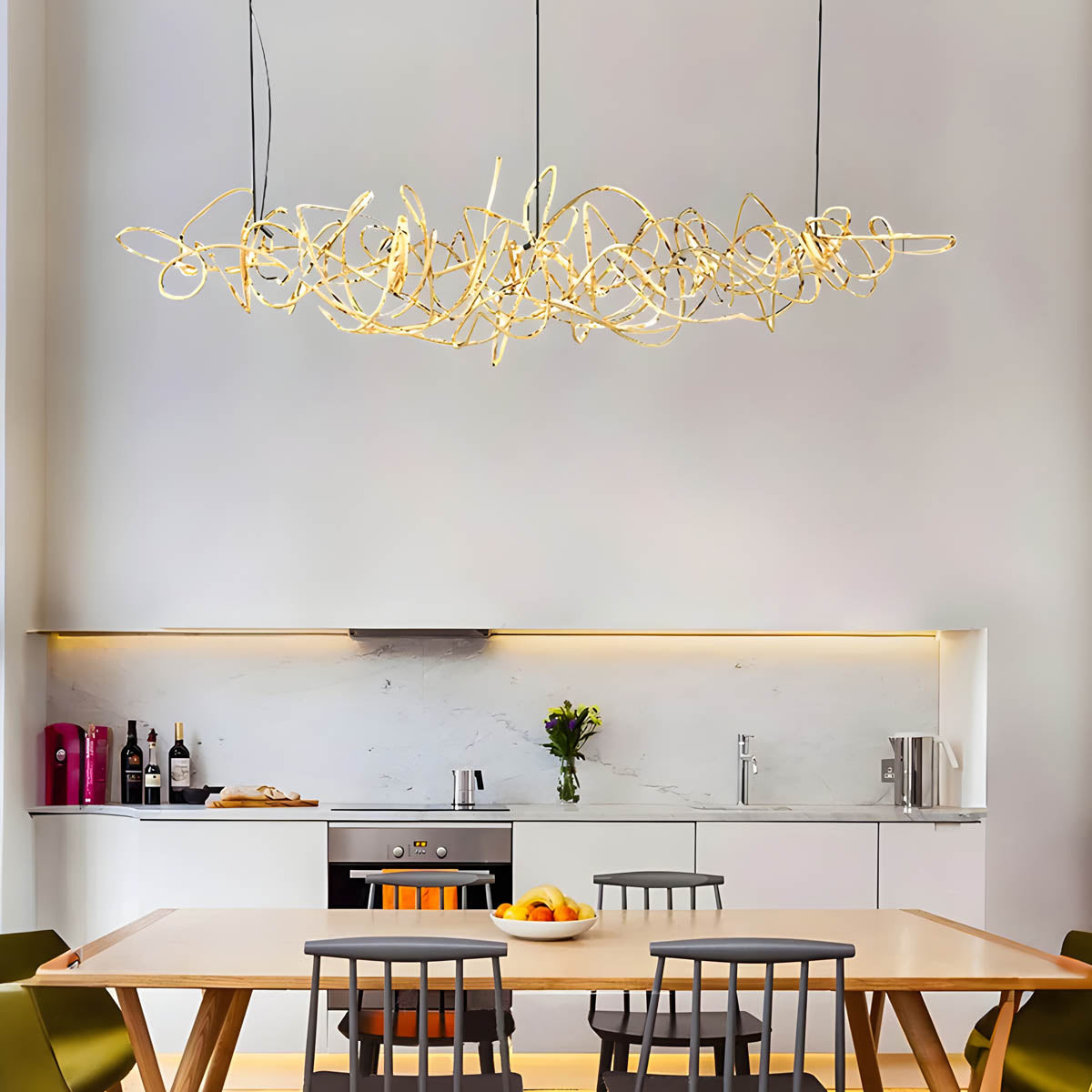 Stainless Steel Ribbon LED Chandelier 100-150 cm