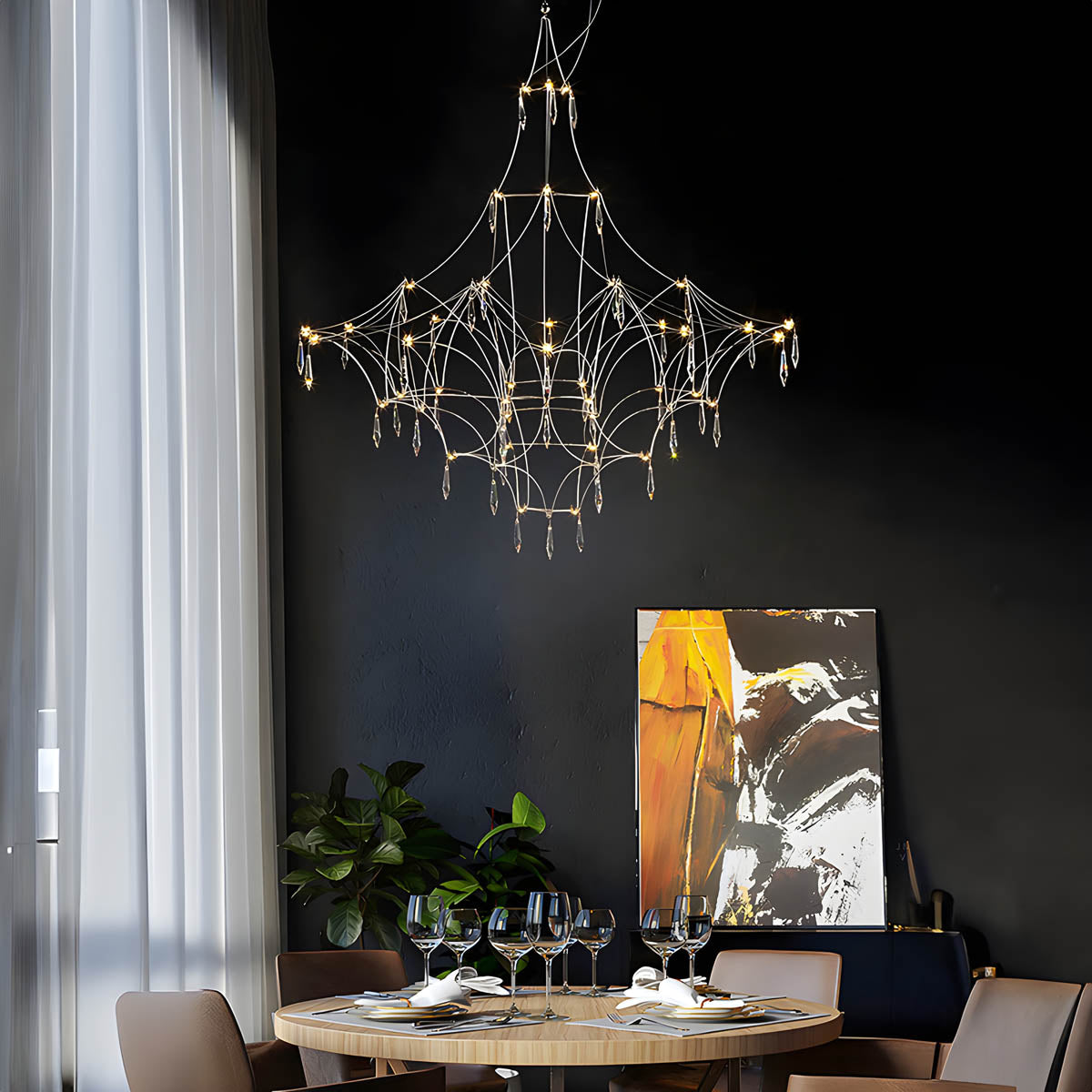 Lacework Stainless & Crystal Chandelier