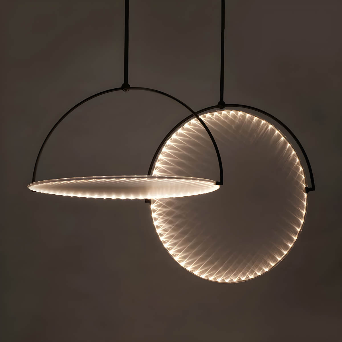 Fabric & iron semi-flush pendant light LED, Ø 35-60 cm