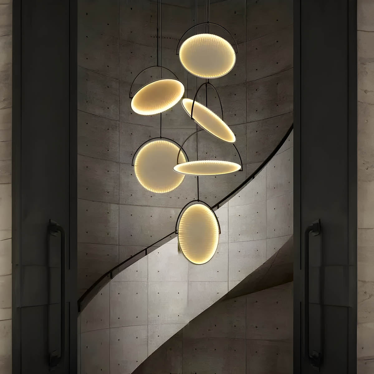 Fabric & iron semi-flush pendant light LED, Ø 35-60 cm