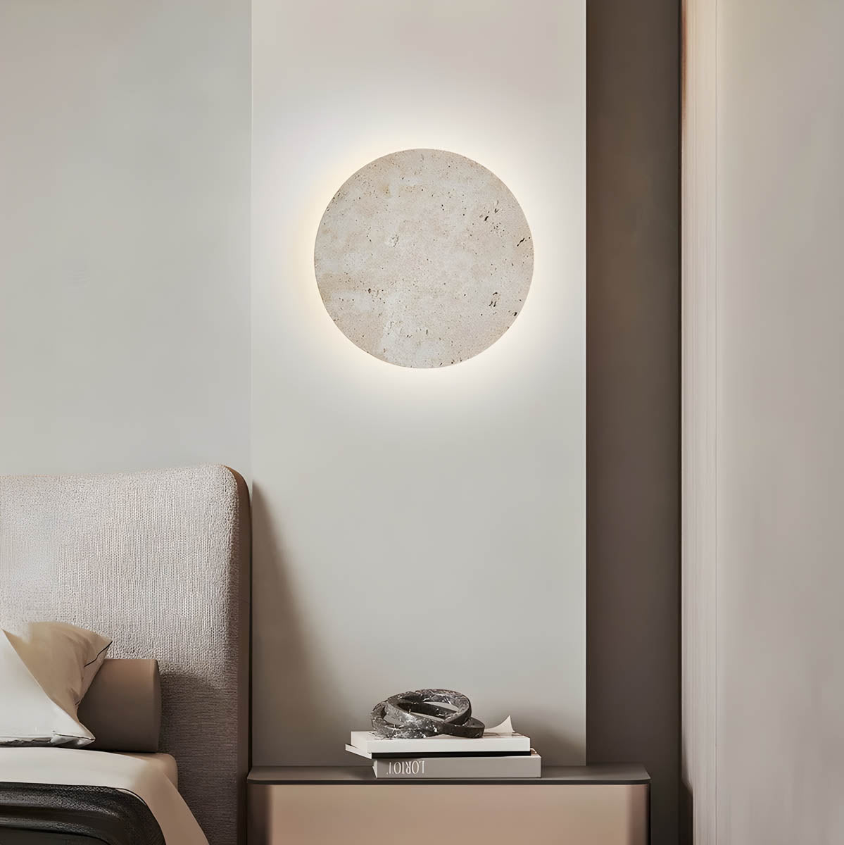 Stone Round Travertine Wall Lamp
