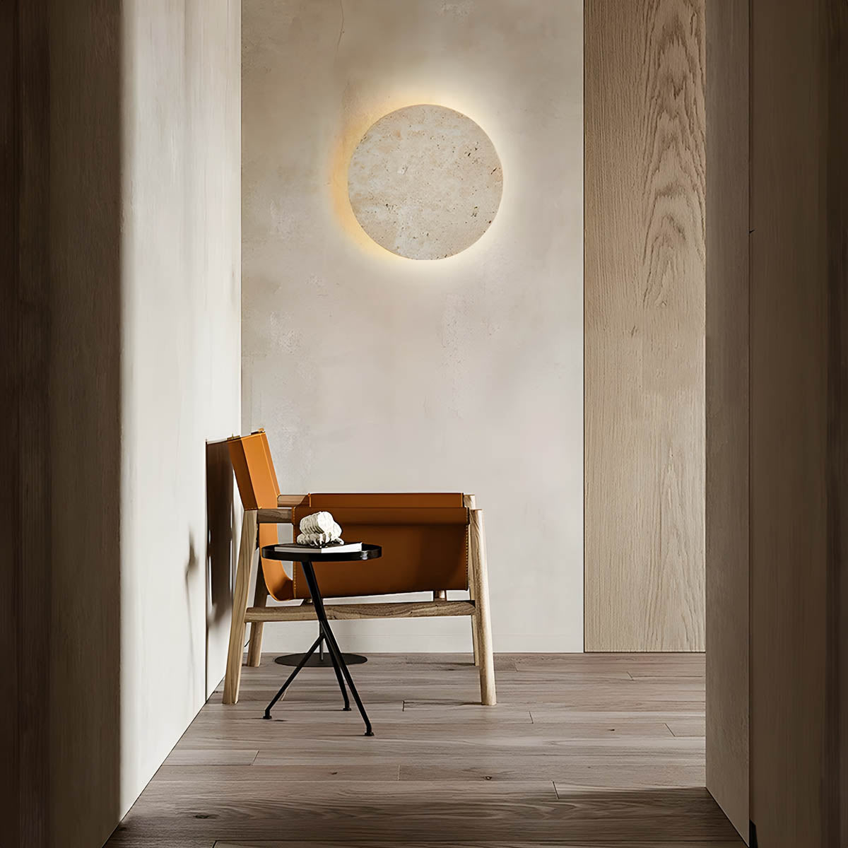 Stone Round Travertine Wall Lamp