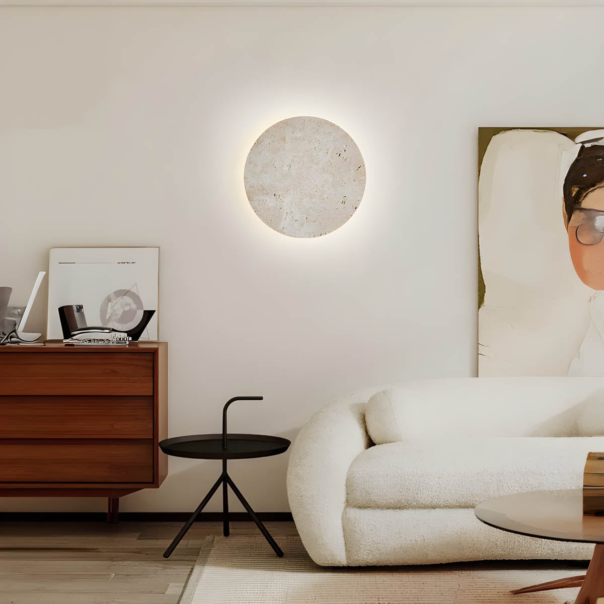 Stone Round Travertine Wall Lamp