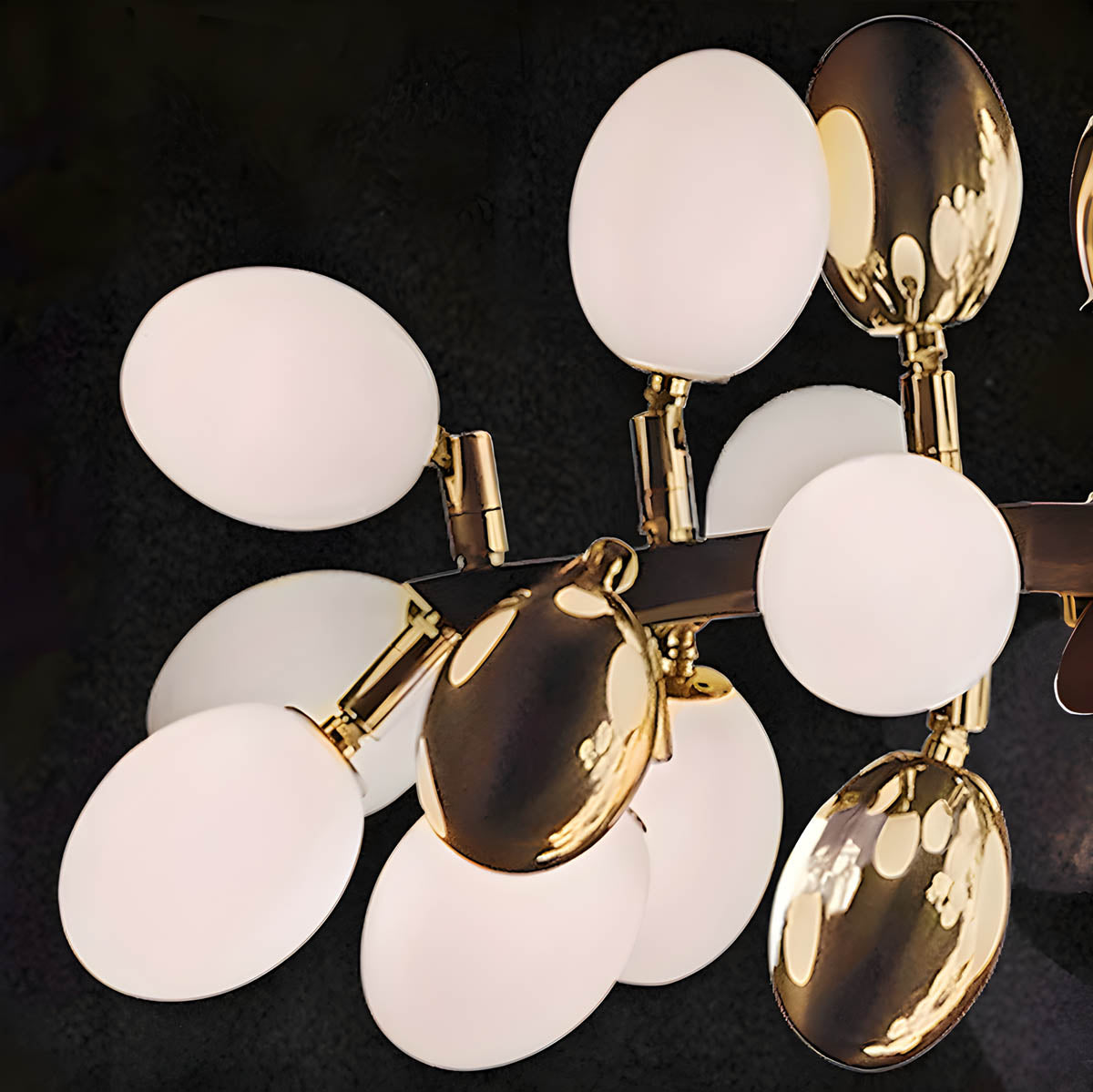 Large floral-form chandelier, polished chrome & aluminium