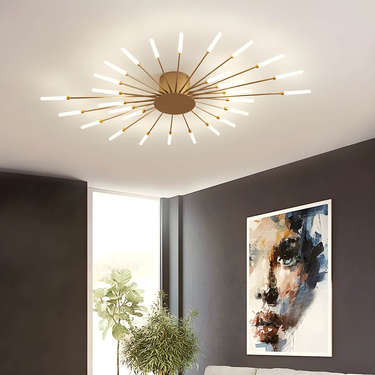 Aluminium and Acrylic LED Semi-Flush Chandelier